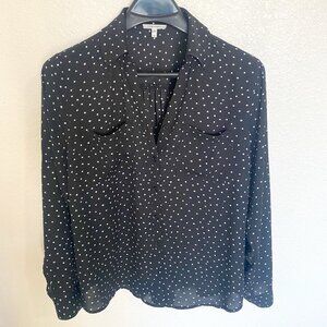 Maurices long sleeve black and white polka dot print women's blouse